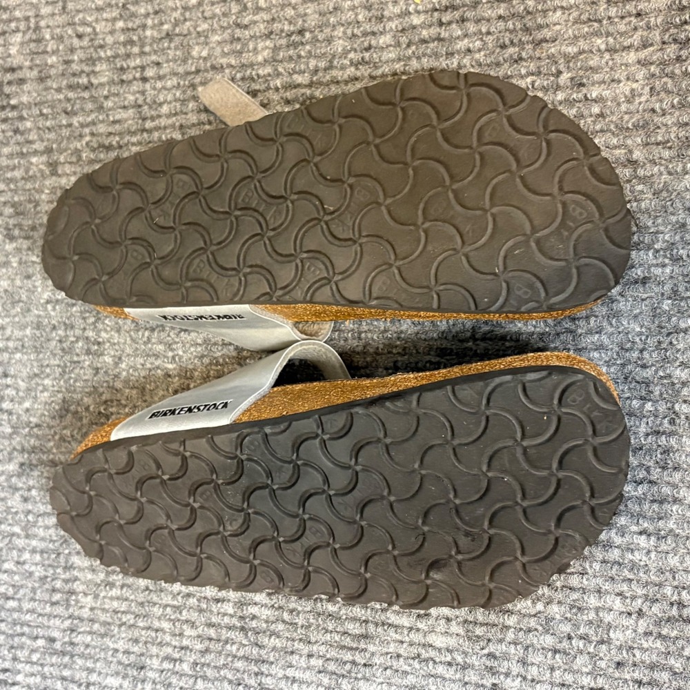 Birkenstock Gizeh Silver Metallic Birko Flor Thong Sandals Womens EU 38 US 7 7.5 - Picture 7 of 7